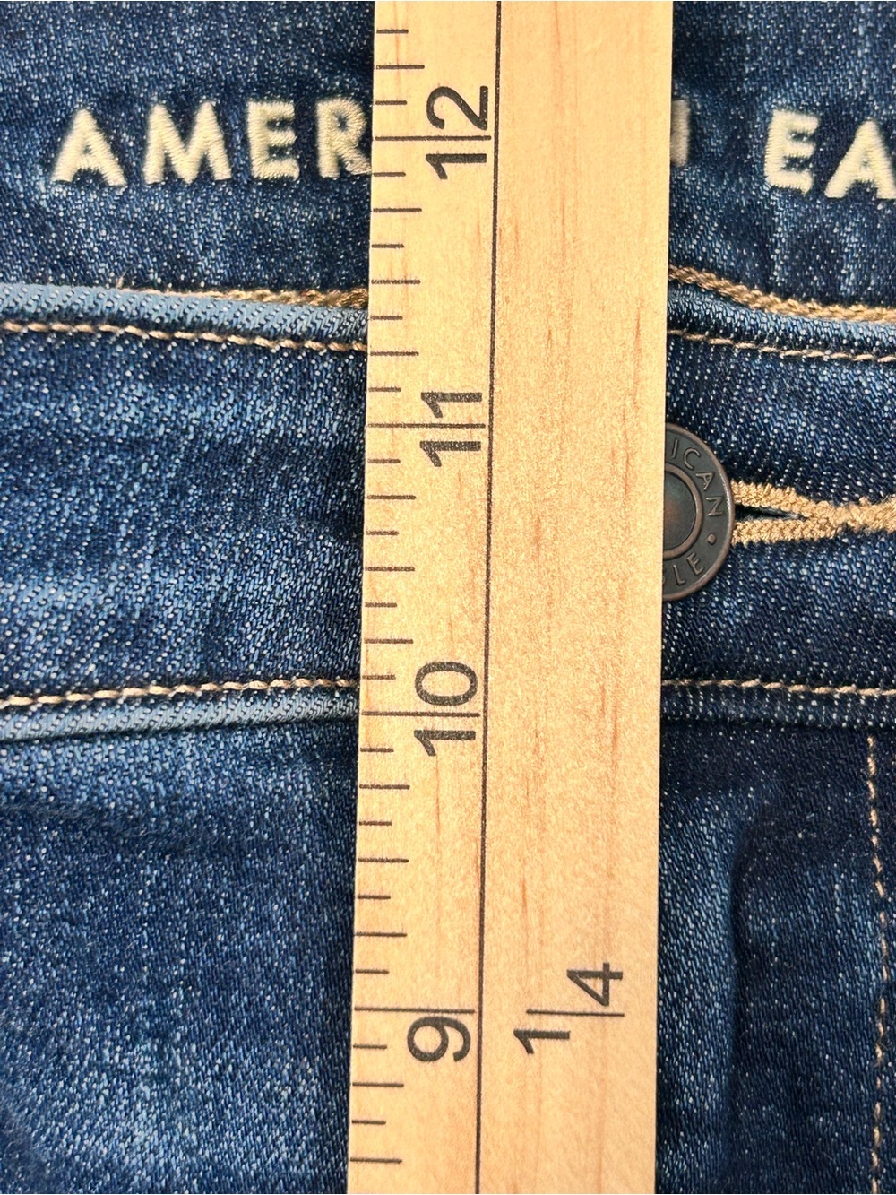 American Eagle Bell Flare Stretch Women’s Blue Jeans 12 Denim Casual Mid Rise - Picture 10 of 11